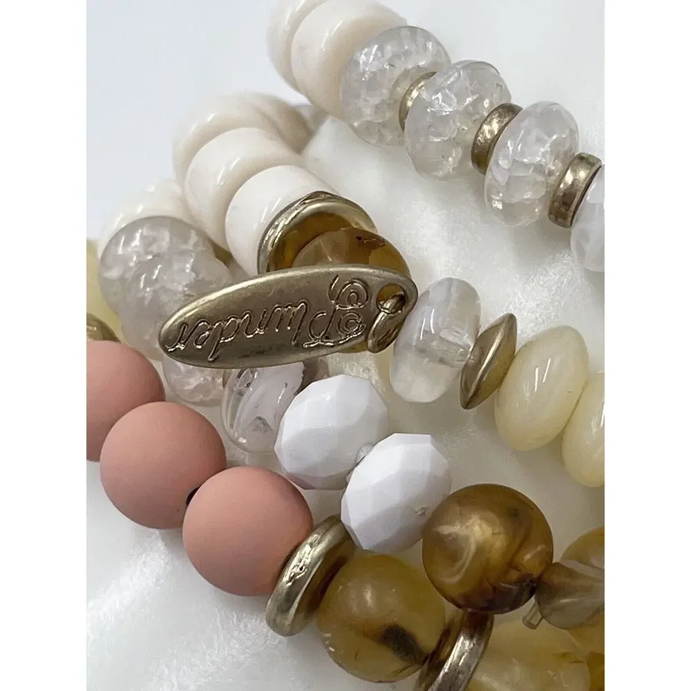 Plunder Design Kiss Me Set of Four Retired peach, cream and gold beads‎ Bracelet
